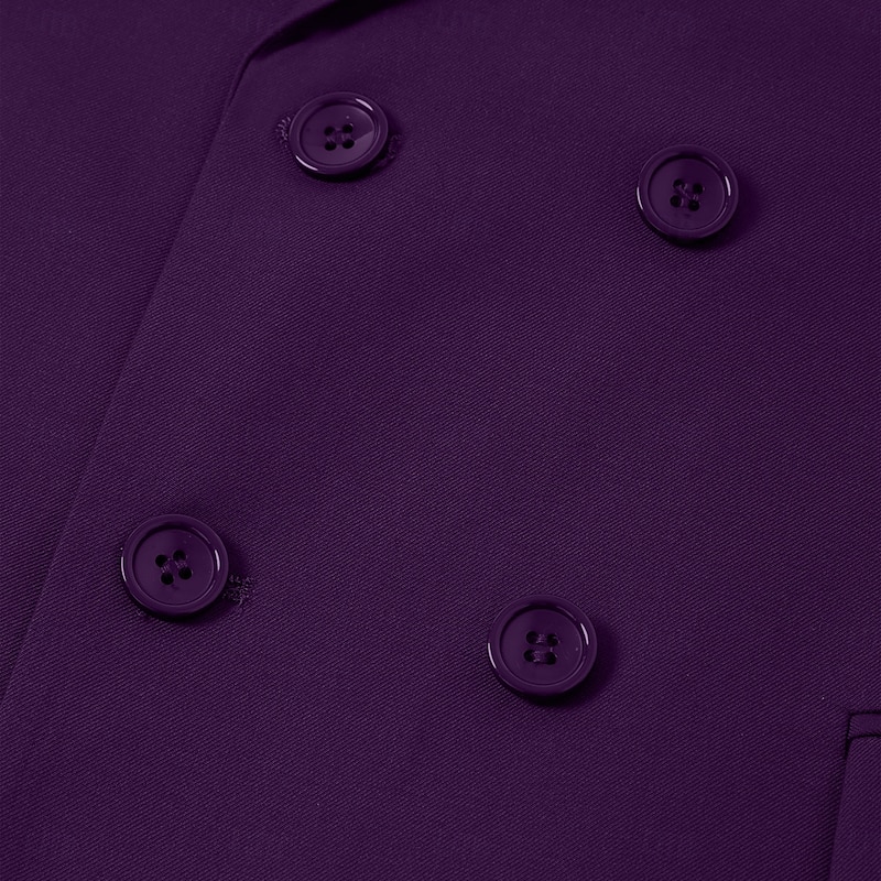 Men's Wedding Suits Peak Black White Business Formal Solid Colored Tailored Fit 2 Piece Double Breasted Six-buttons4