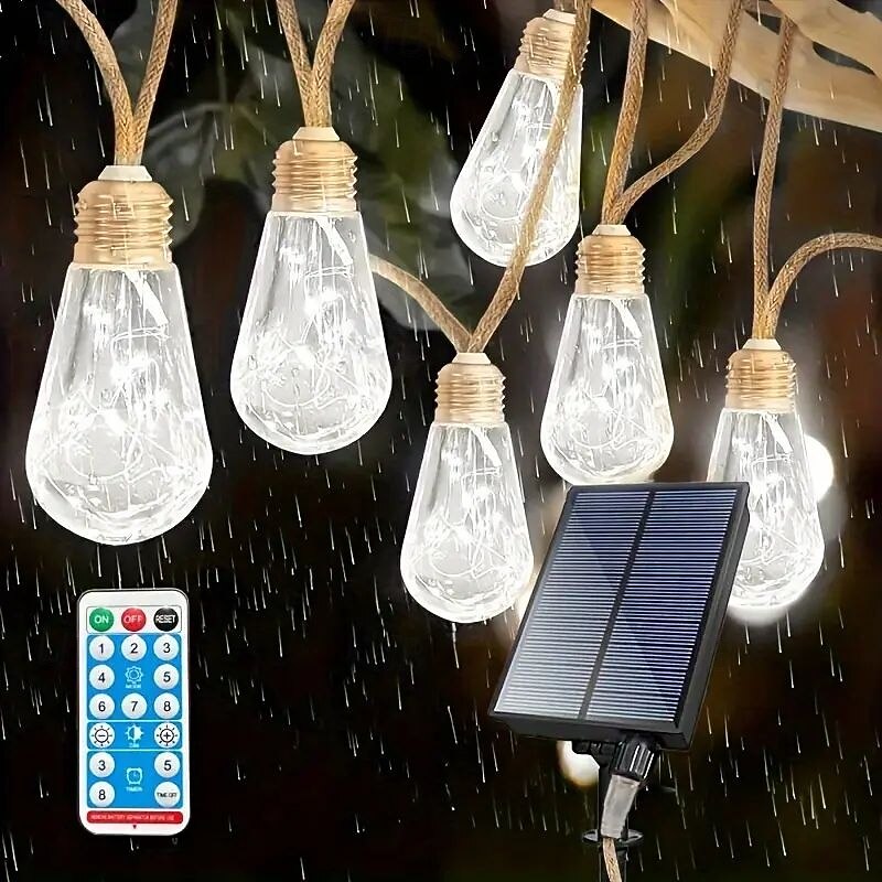 Solar Remote Control Outdoor Camping String Lights – 7M 16LED Waterproof Fairy Lights for Terrace, Holiday, Wedding, Party, Garden and Balcony Decoration2