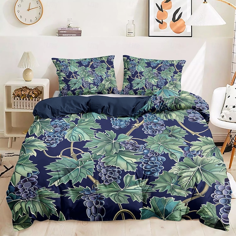 Deep Botanical Duvet Cover Set - Includes Duvet Cover and Pillowcases - Rich Plant-Inspired Design - Soft and Comfortable Fabric - Perfect for Elegant Bedroom Decor2