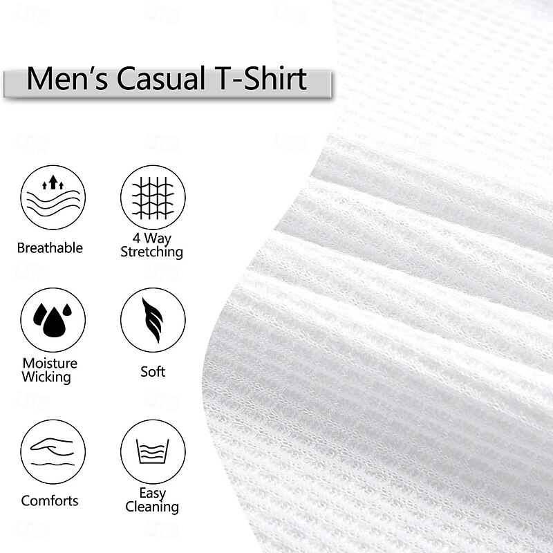 Men's Waffle T-shirt Henley Shirt Short Sleeve Shirt Tee Top Short Sleeve V Neck Summer Patchwork Fashion Daily Lace up Drawstring Outdoor Street Causal Black White Navy Blue Top Tee for Men3