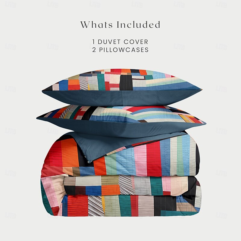 Christmas Duvet Cover Set with Festive Stripe Pattern Cozy Christmas Comforter Set Full Holiday Bedding Includes Duvet Cover and Pillowcases Perfect for Adding Seasonal Cheer to Your Bedroom3