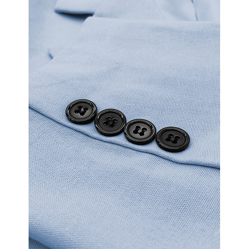 Men's Linen Blazer Sport Coat Notch Collar Lightweight Classic Solid Colored Blazer Black Navy Blue Sky Blue Standard Fit Single Breasted Two-buttons3