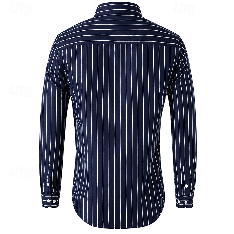 Men's Shirt Dress Shirt Button Up Shirt Stripes Wedding Party Black White Red Navy Blue Long Sleeve Lapel Spring &  Fall Clothing Apparel4