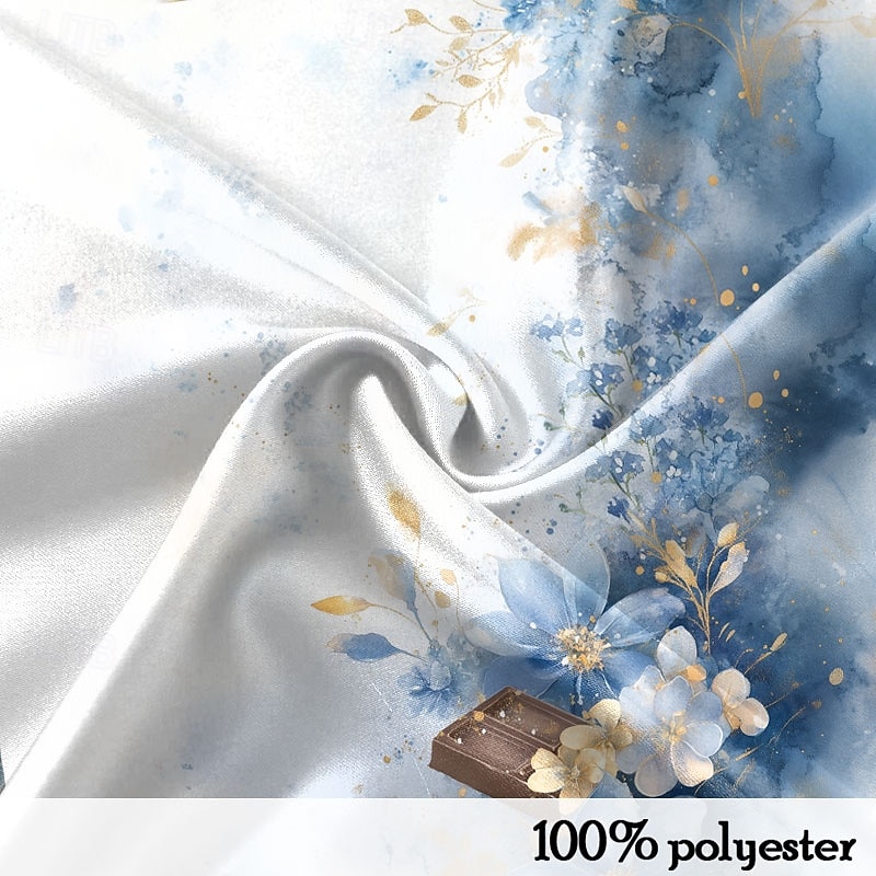 Men's Floral Print Flowers Satin Shirt Dress Shirt Button Up Shirt Long Sleeve Fashion Casual Vacation Evening Party Wedding Party Summer Spring Turndown Collared Shirts 3D Print White3