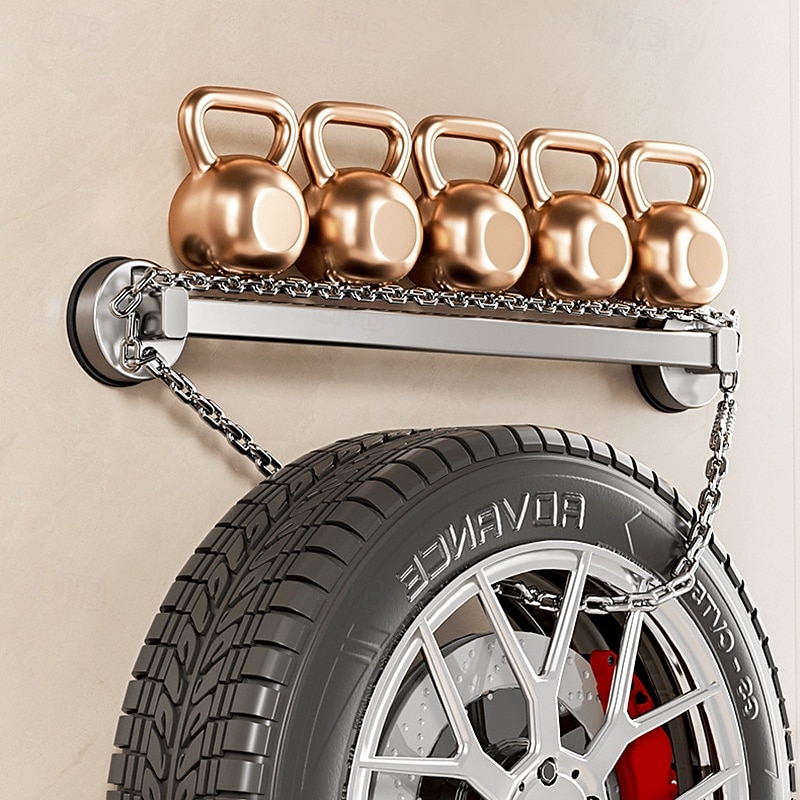 Gunmetal Carbon Steel Towel Rack, Suction Cup Wall-Mounted, No-Drill Bathroom Storage Shelf with Single Bar for Towels and Bath Accessories3