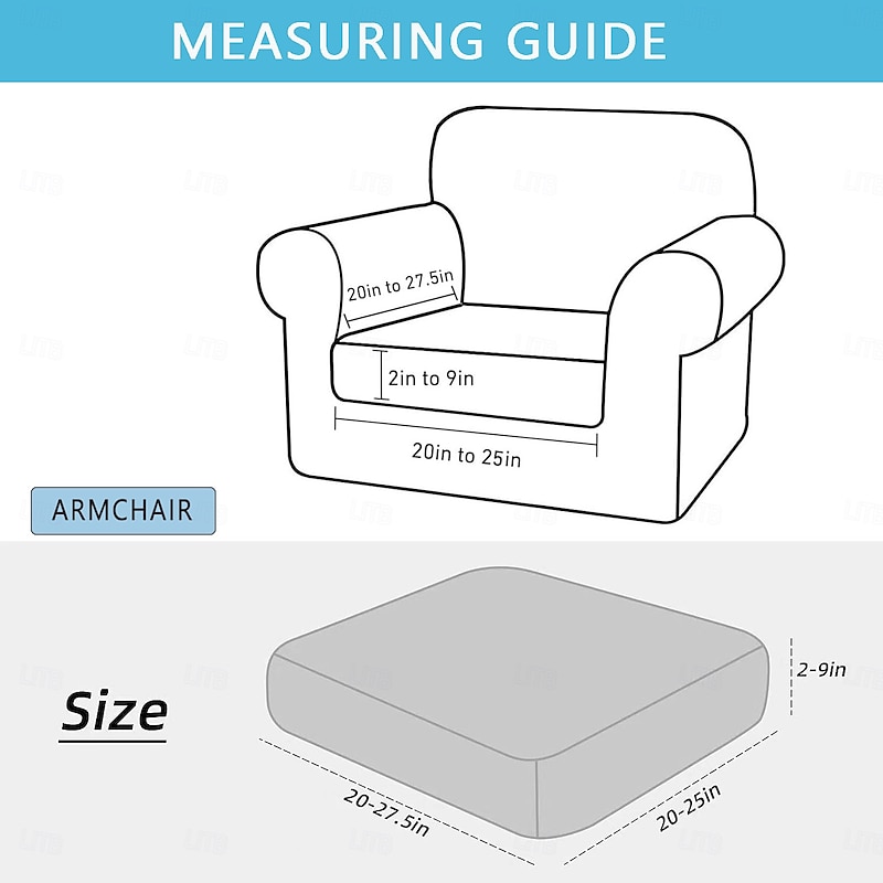 100% Waterproof Couch Cushion Covers 20*20in , Stretch Replacement Sofa Seat Cushion Covers Solid Chair Cushion Slipcovers Washable Suitable for Outdoor Patio Garden Lawn Yard3