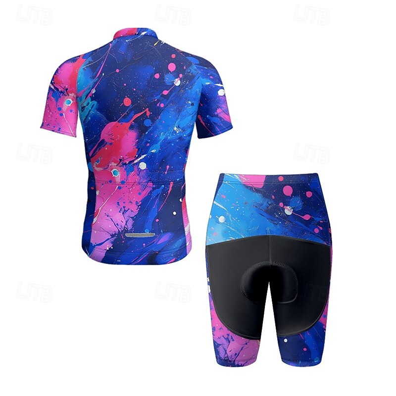 Men's Cycling Jersey with Shorts Graffiti Short Sleeve Bike Clothing Suit with 3 Rear Pockets Mountain Bike MTB Road Bike Cycling Front Zipper Sweat wicking Comfortable Breathable Sports Black Yellow3