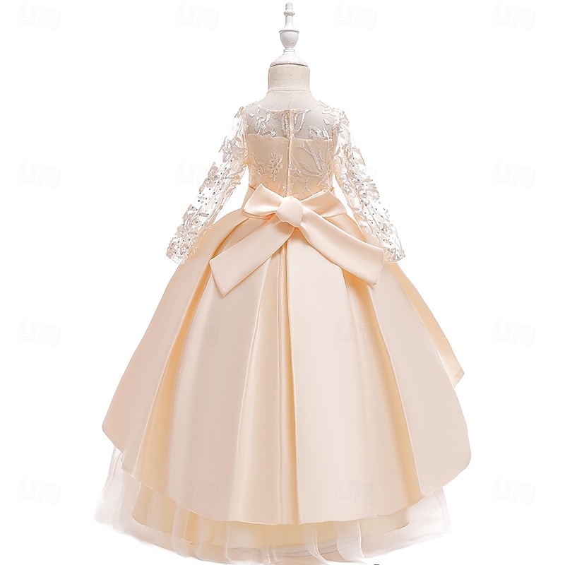 Kids Girls' Party Dress Floral Sleeveless Performance Special Occasion Elegant Princess Polyester Summer Spring 4-13 Years Multicolor White Champagne3