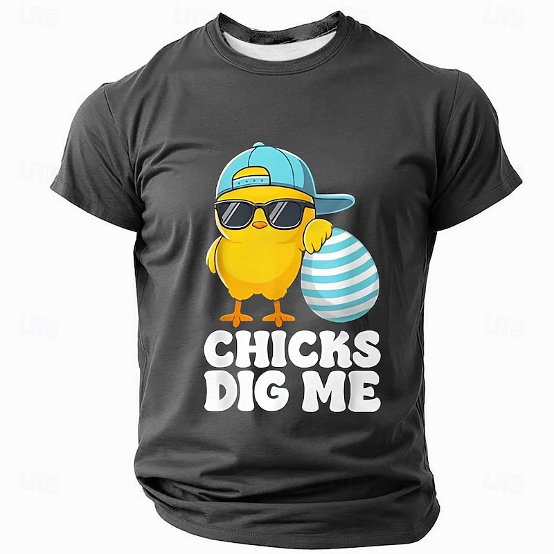 Men's Short Sleeve Graphic T-Shirt: Funny "Chicks Dig Me" Easter Chick Design3