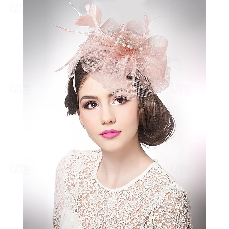 Fascinators Hat for Women Tea Party Feather Headband Mardi Gras Cocktail Hat Weddings2