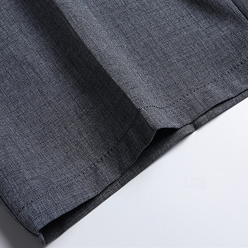 Men's Shorts Linen Shorts Dress Shorts Summer Shorts Bermuda shorts Pocket Straight Leg Plain Breathable No-Iron Knee Length Office Business Daily Fashion Formal Black Light Grey3