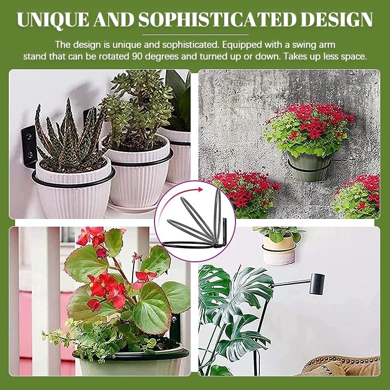 Flower Pot Holder Ring Wall Mounted Metal Flower Pot Hangers Wall Hanger Bracket Rings Black Planter Bracket for Home, Garden, Indoor Outdoor Pots3