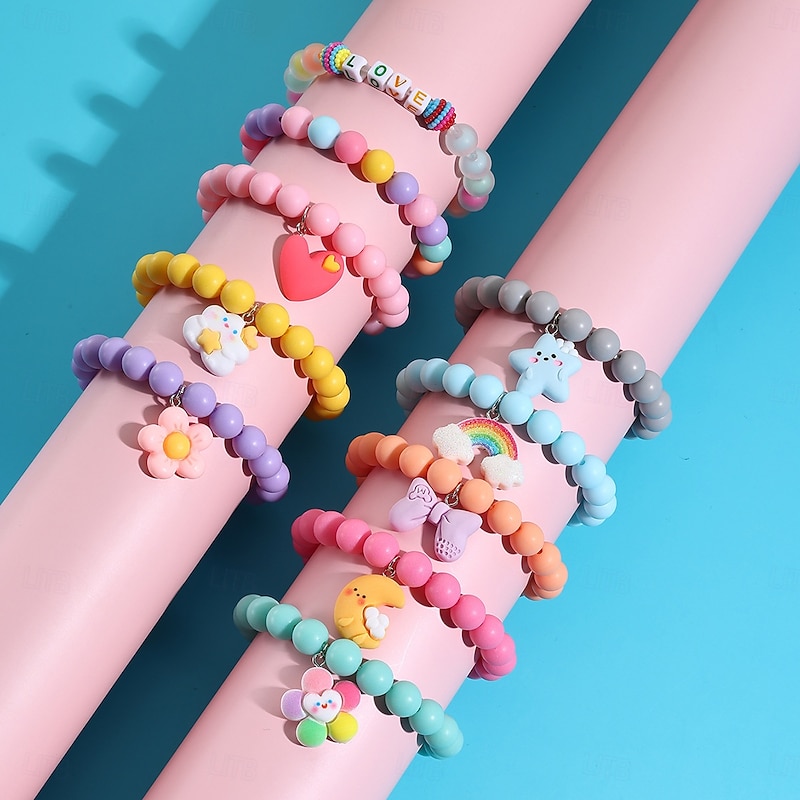 5pcs Cute Sun Flower, Rainbow Charm Beaded Unicorn Sun Flower Rainbow Bracelets Set4