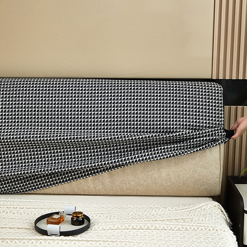 Headboard Bedhead Cover Dust Cover Printed Durable Bed Back Protection Elastic All-inclusive Soft Cozy Bedhead Cover Simple Cotton Linen Bedhead Cover3