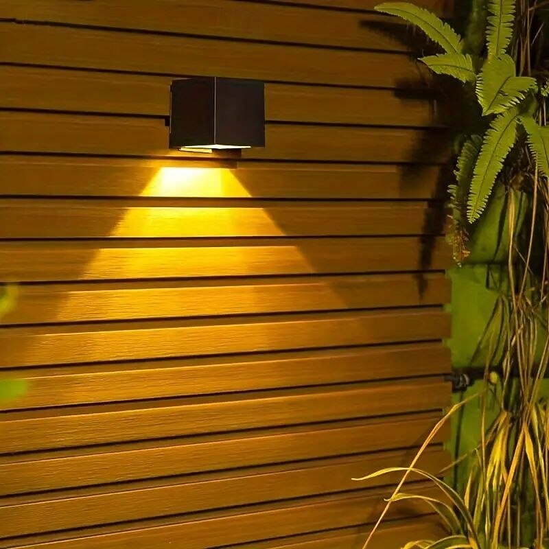 Solar Wall Lights Waterproof Outdoor Warm White/RGB LED Decor Lighting for Yard Garden and Exterior Walls Outdoor Solar Fence Lights 2pcs3