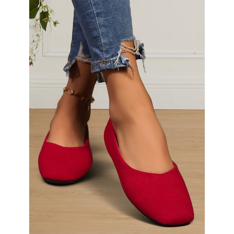 Women's Faux Suede Classic Square Toe Slip-On Flats for Everyday Wear, Office & Travel3