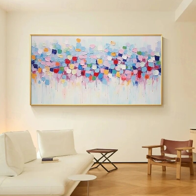 Large pink abstract oil painting hand painted colorful handmade painting modern office art flower painting colorful abstract painting for living room wall decoration4