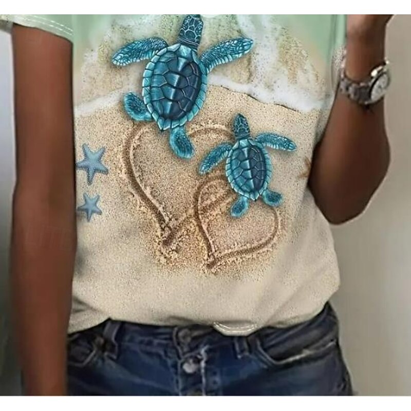 Women's T Shirt Floral Graphic Rose Elegant Vintage Fashion Short Sleeve Round Neck Regular Tops Daily Going out Weekend Print White Light Green Blue Dusty Blue Brown Summer3