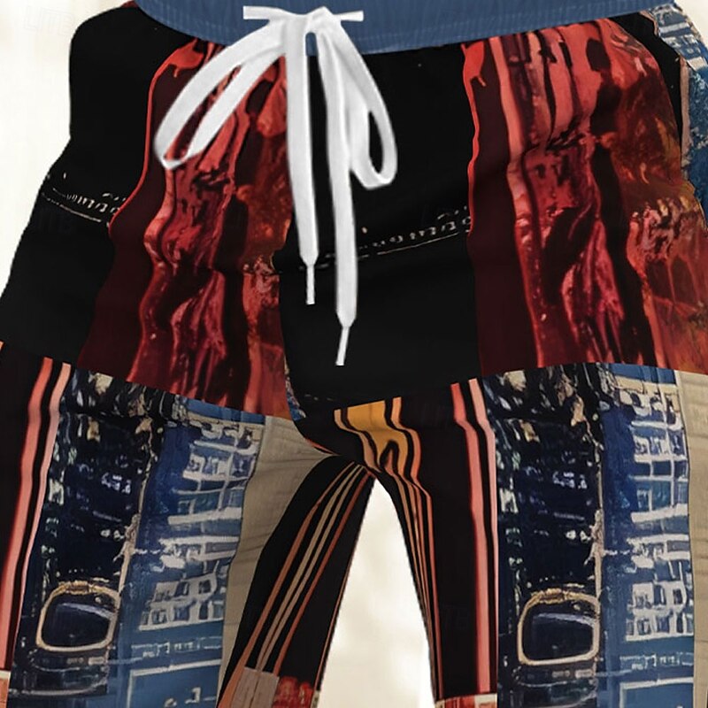 Men's Geometric Color Block Patchwork Board Shorts Swimming Trunks Summer Shorts Mid Waist Streetwear Hawaiian Vacation Side Pockets Elastic Drawstring Waist Designer Clothing Apparel2