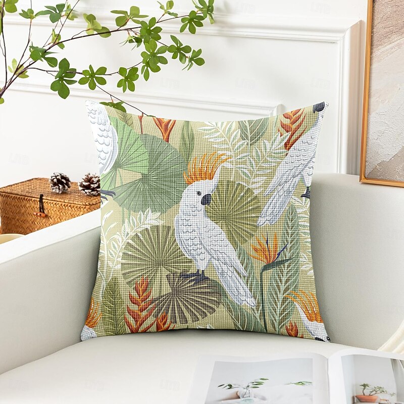 Floral Parrot Decorative Toss Pillows Cover 1PC Soft Square Couch Cushion Case Pillowcase for Bedroom Livingroom Sofa Chair4