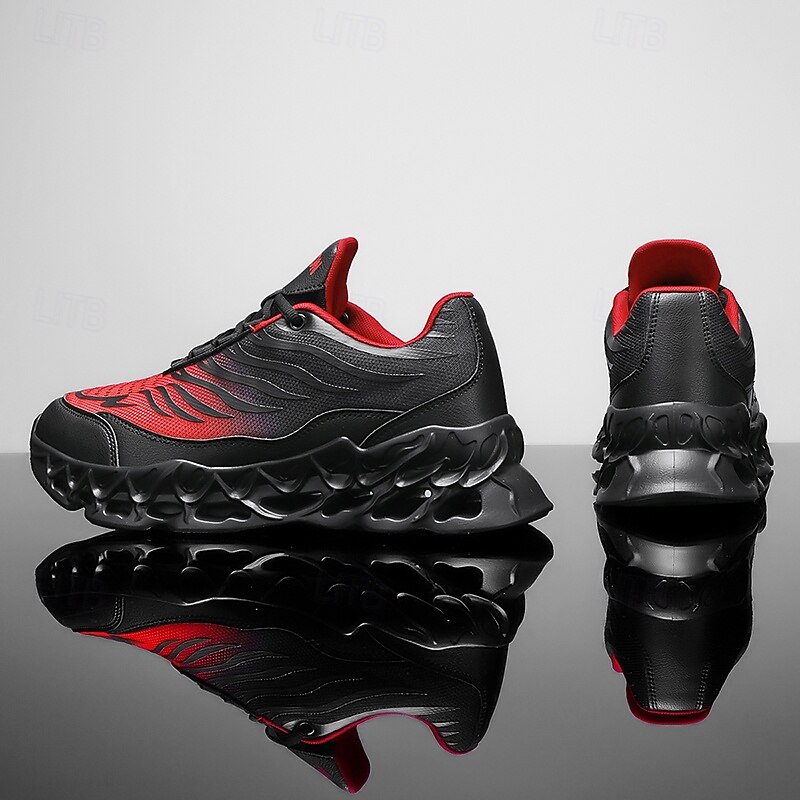 Men's Fashion Running Sneakers, Breathable Mesh with Bold Red and Black Design, Lightweight and Comfortable Sports Shoes for Casual and Outdoor Activities4