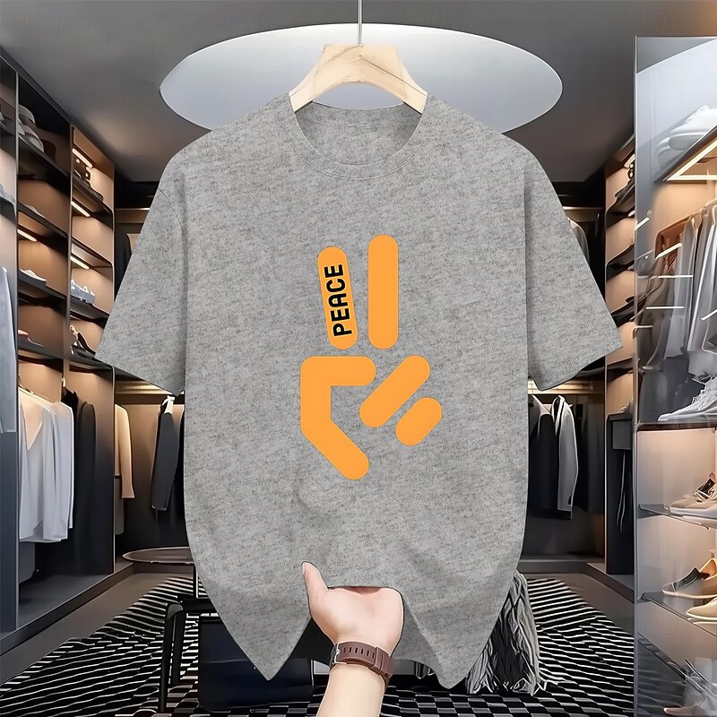 Men's Peace T Shirt 100% Cotton Short Sleeve Graphic Shirt Heather Gray Black White Comfortable Tee Street Fashion Designer Clothing2