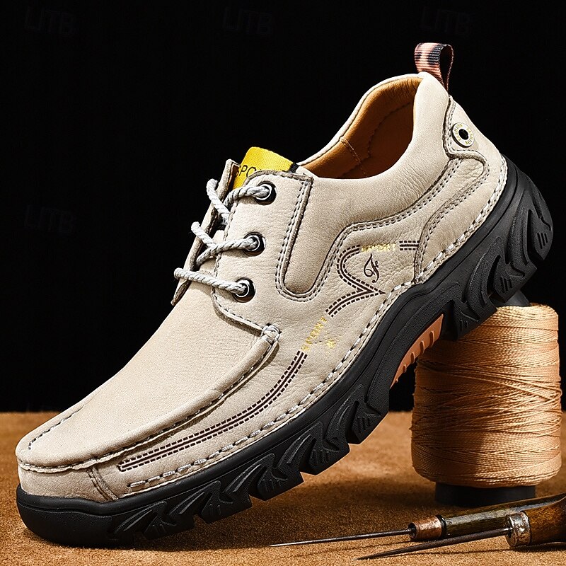 Men's Rugged Outdoor Lace-Up Shoes – Durable Non-Slip Casual Walking Sneakers for Hiking and Work