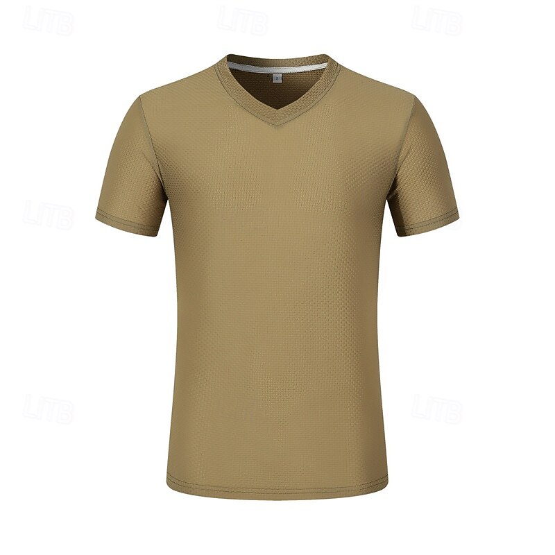 Men's T Shirt Tee Short Sleeve Shirt Tee Top Short Sleeve V Neck Summer Plain Fashion Designer Basic Jacquard Vacation Street Going out Black White Khaki Top Tee for Men4
