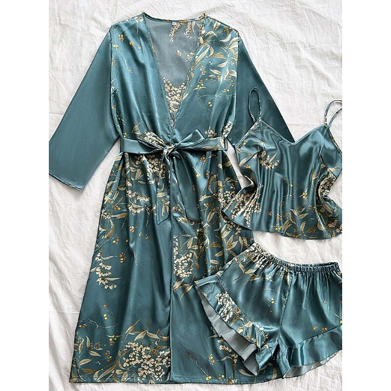 Women's Pajamas Luxury Home Green cherry Summer Spring