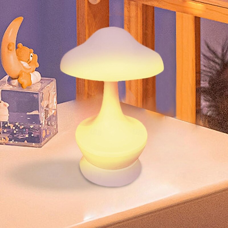 Mushroom Night Light Bedroom Bedside Table Lamp RGB Atmosphere Tumbler Lamp USB Rechargeable Night Lamp for Bedroom Dormitory Living Room Home Decoration Birthday Christmas Gift4