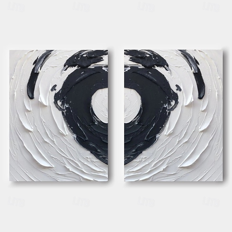 Large white and black 3 D painting handmade Wall Art Set of 2 Beige Abstract Painting on Canvas A Pair Beige Texture painting Wall Art Neutral Abstract Wall Art Boho Wal Decor4