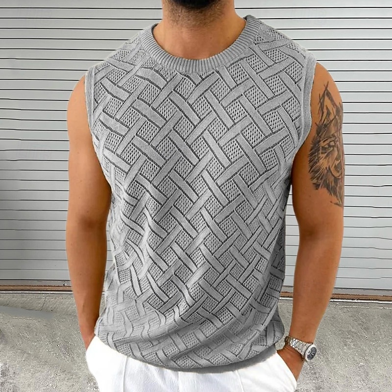 Men's Tank Top Vest Top Undershirt Sleeveless Shirt Sleeveless Crewneck Spring & Summer Plain Fashion Designer Vacation Street Going out Black White Gray Top Tee for Men