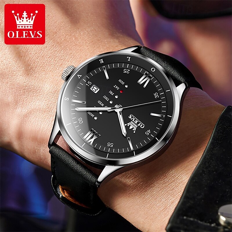New Olevs Brand Men'S Business Watch Luminous Calendar Week Display Fashion Trend Multi-Functional Quartz Watch Waterproof Simple Sports Watch