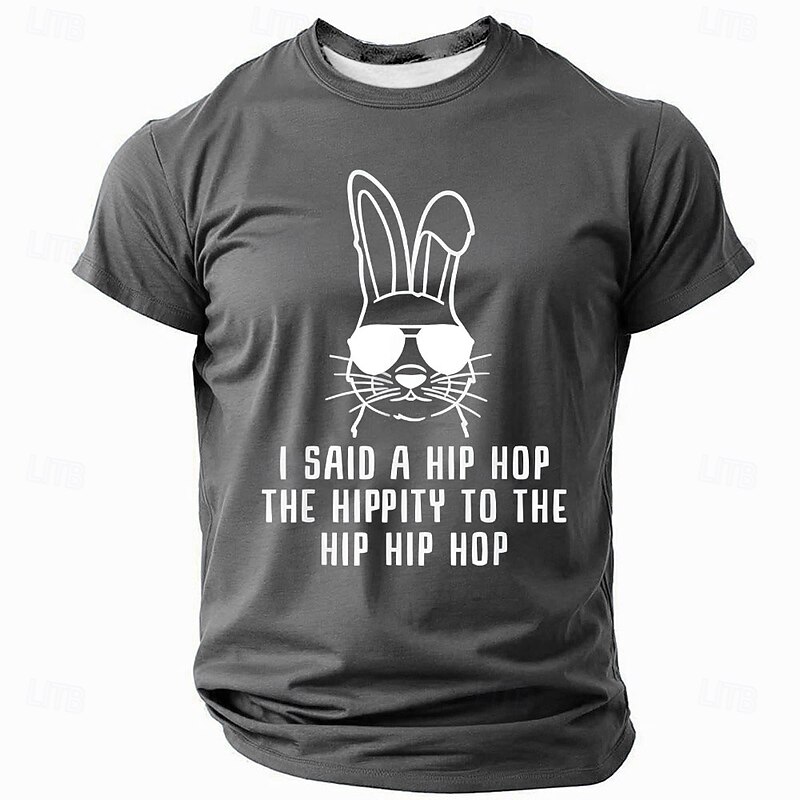 Easter Men's Rabbit Hip Hop T Shirt Short Sleeve T shirt 3D Print Crew Neck Shirt Designer Casual Party Holiday Black Blue Green Summer Spring Clothing Apparel S M L XL XXL XXXL3