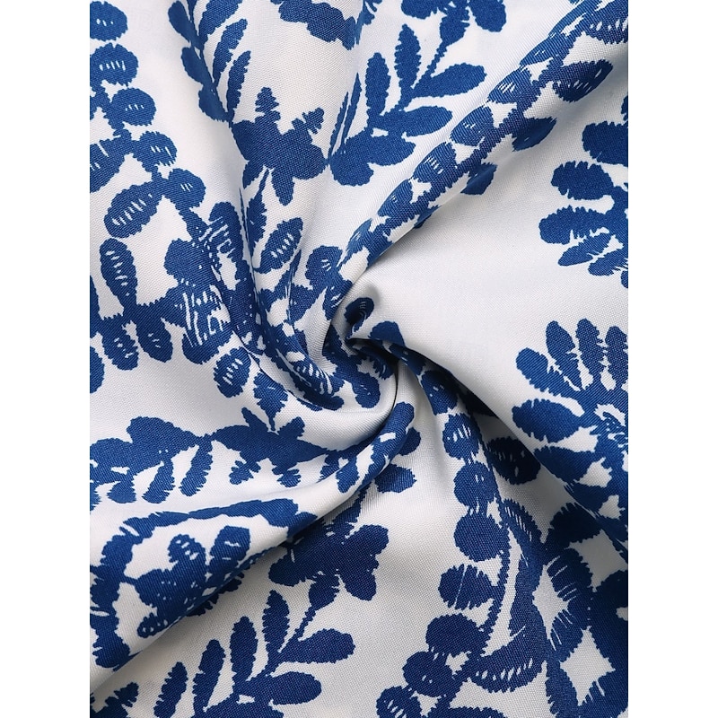 Women's Normal Jumpsuit Active Floral Sleeveless Strapless Backless Pocket Vacation Daily Regular Fit Blue Summer3