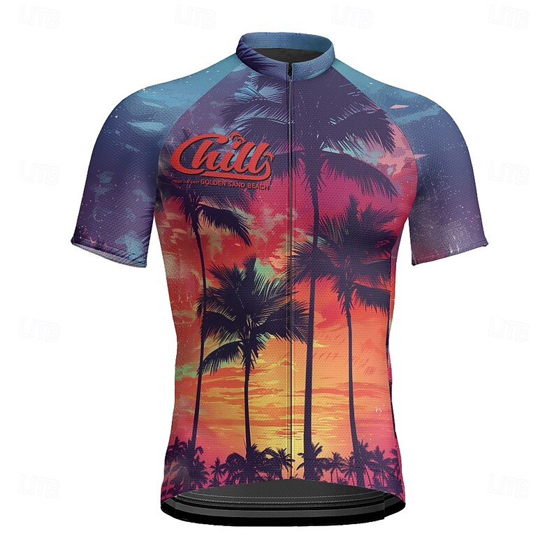 Men's Cycling Jersey Graphic Short Sleeve Bike Tee Tshirt Jersey with 3 Rear Pockets Mountain Bike MTB Quick Dry Anatomic Design Wicking Breathable Sports Blue Purple Clothing Apparel3