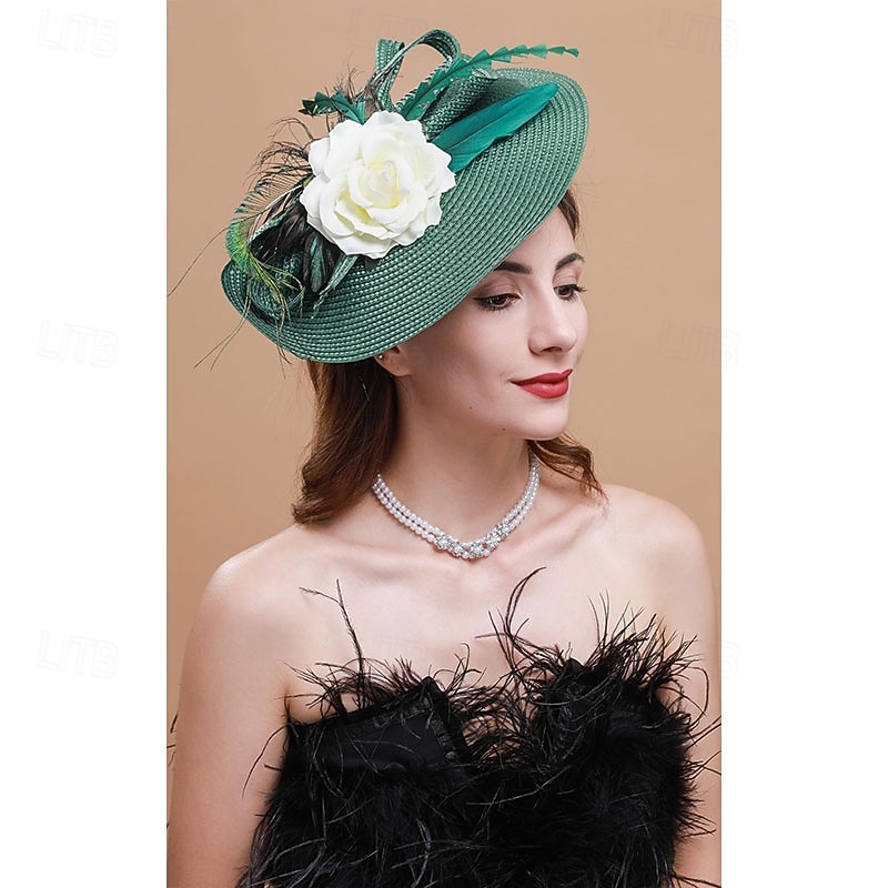 Tea Party Hats Fascinators for Women Kentucky Derby Headpiece Peacock Feather Wedding Headware Bridal Headpiece3