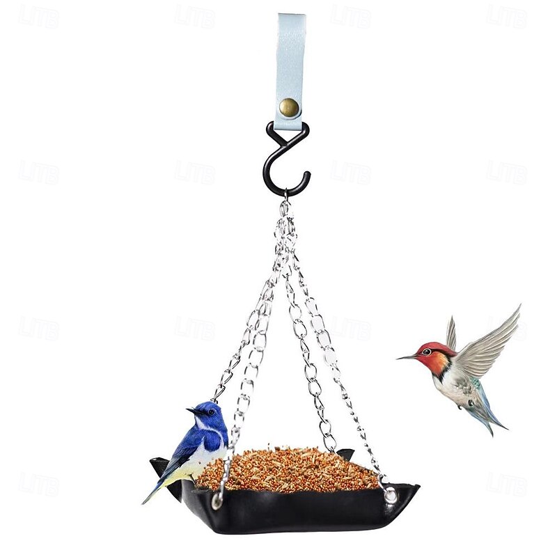 Bird Feeder Tray Large Platform Bird Feeder PU Leather Tray Hummingbird Feeder Plate for Bird Feeding Outdoor Garden Decoration Backyard kindly