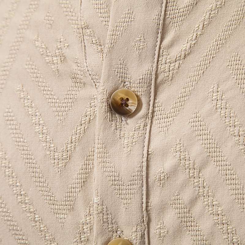 Men's Shirt Black White khaki Long Sleeve Solid Color Standing Collar Outdoor Causal Buttons Clothing Apparel Daily Casual Daily Leisure4