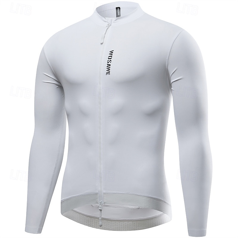 Men's Women's Cycling Jersey Solid Color Long Sleeve Bike Jersey with 3 Rear Pockets Mountain Bike MTB Quick Dry Breathable Sports Black White Green Clothing Apparel4