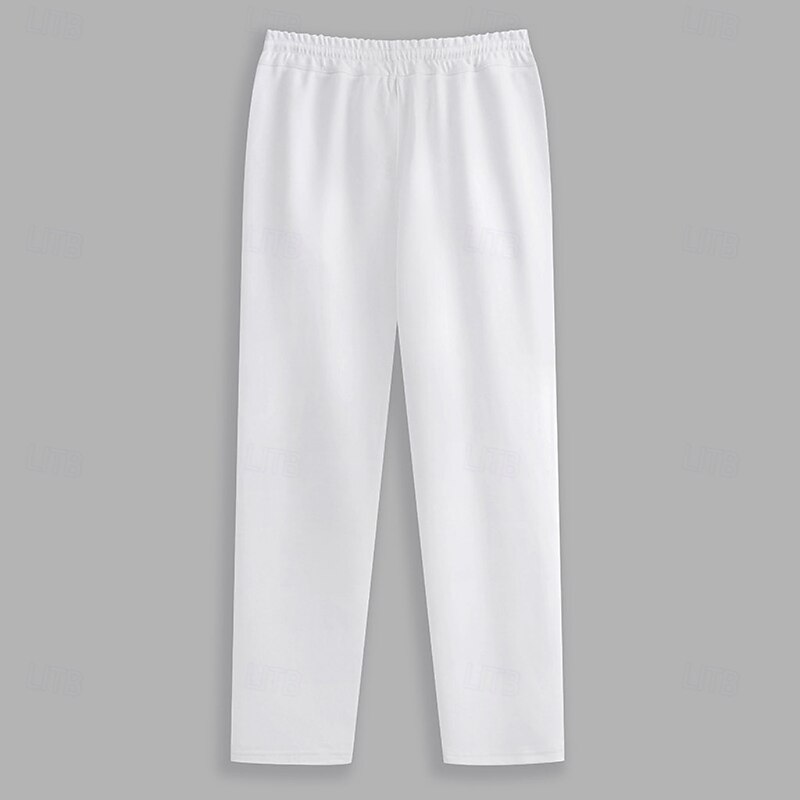 Men's Sweatpants Joggers Trousers Pleated Pants Drawstring Elastic Waist Plain Comfort Breathable Casual Daily Holiday Vacation Sports Black White Stretchy3
