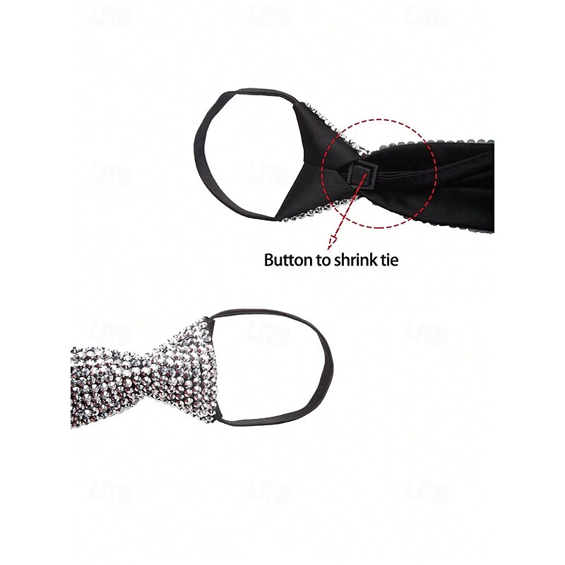 Rhinestone Diamond-Style Tie for Men and Women – Sparkling Faux Diamond Detail for Formal Events, Parties and Special Occasions4
