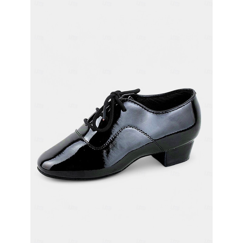 Children's Patent Leather Dance Shoes for Boys and Girls with Lace-Up Closure - Comfortable Ballroom, Latin, and Social Dance Footwear4