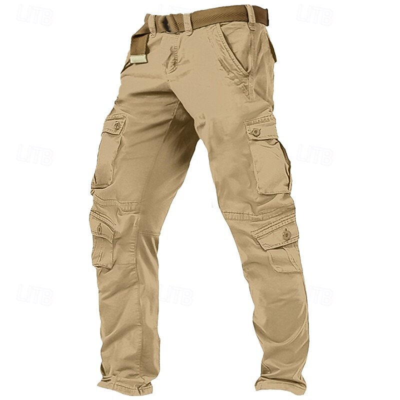 Men's Cargo Pants Cargo Trousers Work Pants Hiking Pants Straight Leg 8 Pocket Plain Moisture Wicking Wearable Full Length Outdoor Daily Camping & Hiking Fashion Streetwear Army Yellow Black4