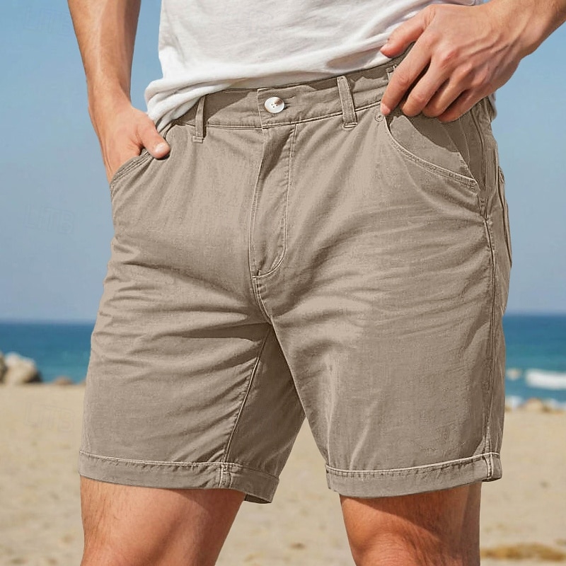 Men's Shorts Chino Shorts Bermuda shorts Work Shorts Pocket Buttons Plain Moisture Wicking Breathable Short Outdoor Daily Holiday Vacation Fashion Black White Micro-elastic4