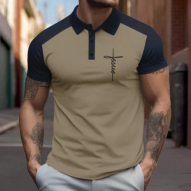 Men's Graphic Polo Short Sleeve Polo Shirts Collared Shirts Vintage Casual School Outdoor Daily Wear Home Wear 3D Print Summer White Blue Orange2