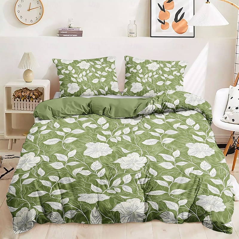 Floral Pattern Duvet Cover Set Comforter Set Soft 3-Piece Luxury Cotton Bedding Set Home Decor Gift King Queen Full Sizehree Piece Set3