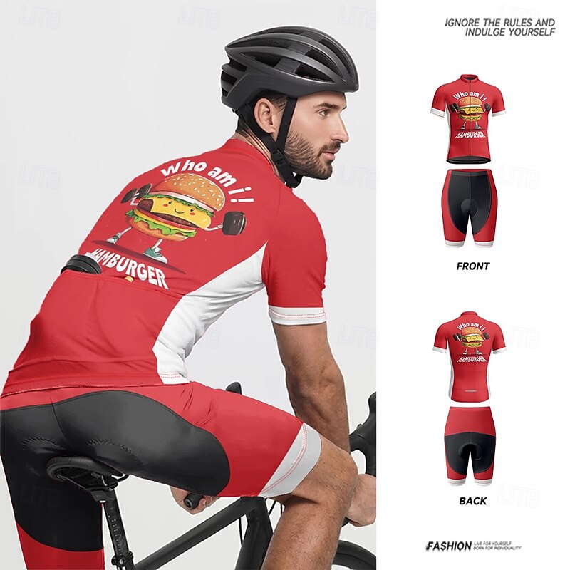 Men's Cycling Jersey with Shorts Cartoon Short Sleeve Bike Clothing Suit with 3 Rear Pockets Mountain Bike MTB Road Bike Cycling Front Zipper Sweat wicking Comfortable Breathable Sports White Yellow3