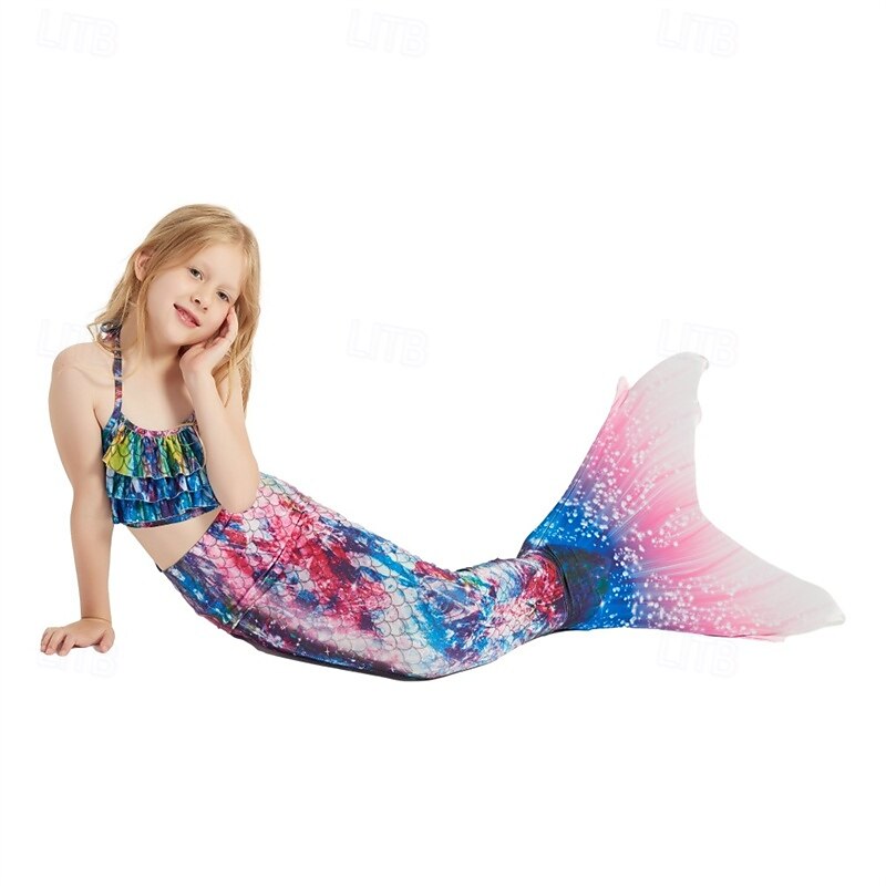 Kids Girls' Mermaid Swimwear Swimsuit Holiday Beach Scales Vacation Tropical Bathing Suits 4 years+ Summer Light Pink Pink3