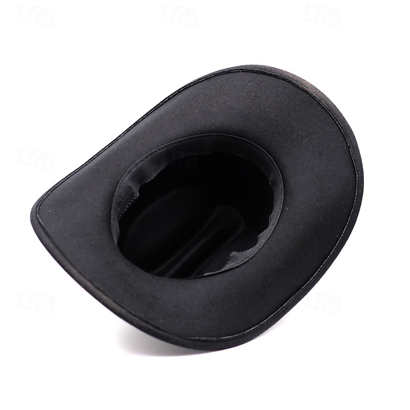 Western Men's Woolen Cowboy Hat Metal Buckle Vintage Knight Hat Chapeu Cowb3